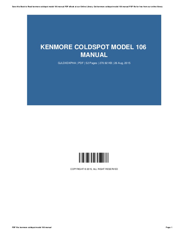 Kenmore Coldspot Manual Pdf